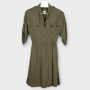 Burberry Brit Military Shirt Dress Olive Green
